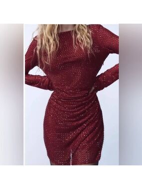 ZARA NEW RHINESTONE TULLE DRESS XL NWOT